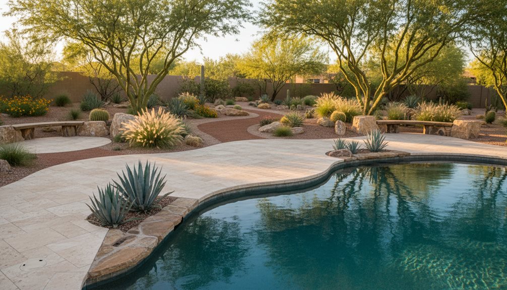 harmonious pool deck landscaping